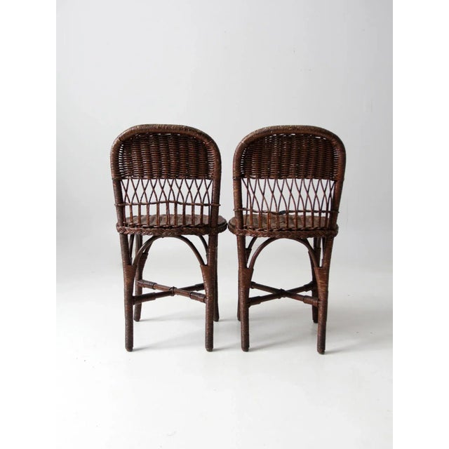 Antique Wicker Chairs Pair For Sale - Image 4 of 12