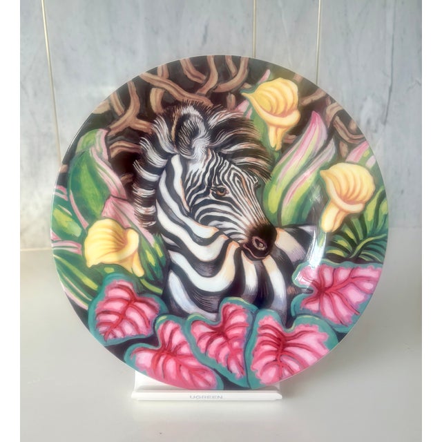 Late 20th Century Fitz and Floyd Exotic Jungle Zebra Plates-Set of 2 For Sale - Image 10 of 10