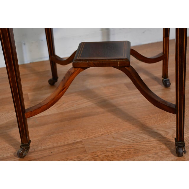 1900 Antique English Hepplewhite Mahogany Envelope Game Table Unfolds Extends For Sale - Image 10 of 18