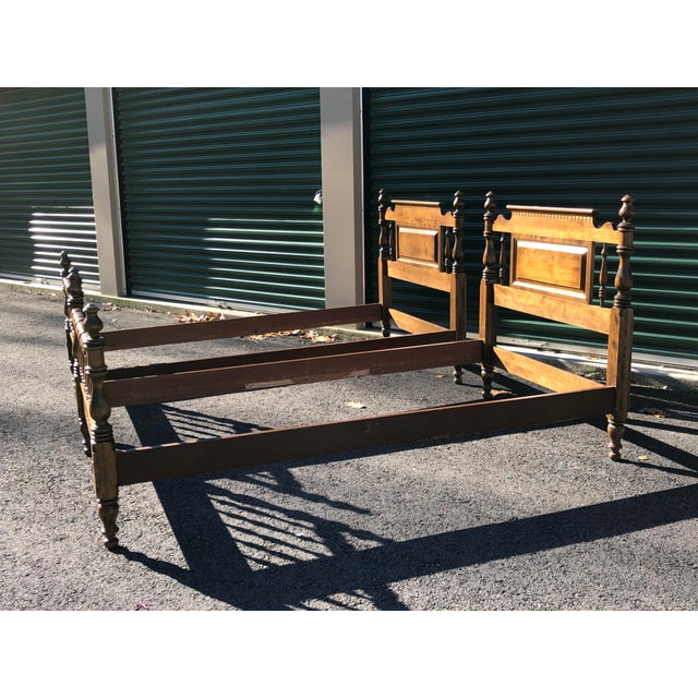 Ethan Allen Traditional Maple Twin Beds a Pair Chairish