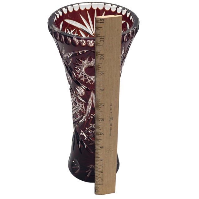 Crystal Vase Large Cut Vintage For Sale - Image 10 of 11