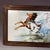 Large Vintage Chinese Porcelain Plaque in Wood Frame, "Eight Galloping Horses" Motif For Sale - Image 4 of 6