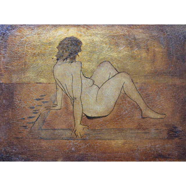 Martine Barnard Nude. Contemporary Mixed Media Figurative Painting 1990s For Sale