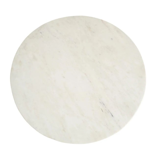 2020s White Marble & Iron Stripe Base Entry Table For Sale - Image 5 of 9