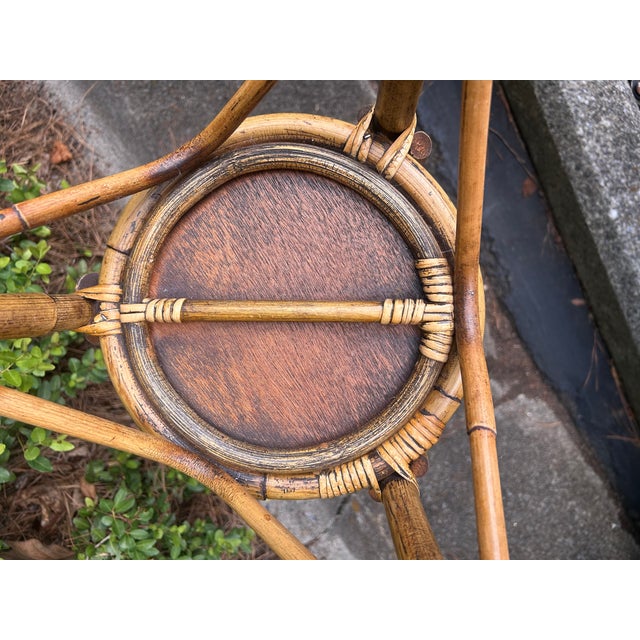 Vintage Mid-Century Rattan Plant Stand - 2-Tier Boho Pedestal For Sale - Image 11 of 11