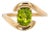 Bypass Shank 2.1cts Peridot Solitaire Ring in Solid 14k Yellow Gold | Cu 9x7mm, Size 6.75 For Sale