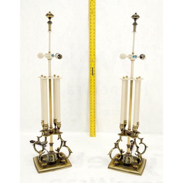 Stiffel Like NEW Pair of Fine Stifel Brass Table Lamps Mid Century Modern MINT! For Sale - Image 4 of 12