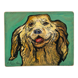 Dog Portrait Original Oil British of a Golden Retriever Signed Pet Portrait