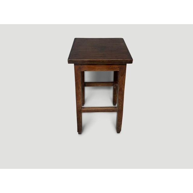 Antique Teak Wood Pedestal or Tall Side Table For Sale - Image 4 of 5