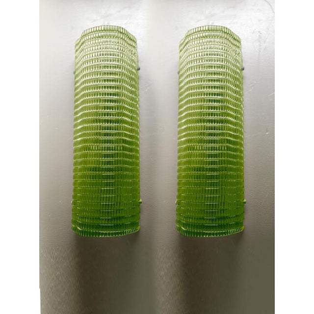 Early 21st Century Diamanted Green Rectangular Murano Glass Wall Sconce by Simoeng, Set of 2 For Sale - Image 5 of 5