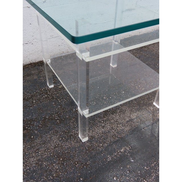 Hollywood Regency Lucite Glass Top Side End Table 6382 For Sale - Image 10 of 15