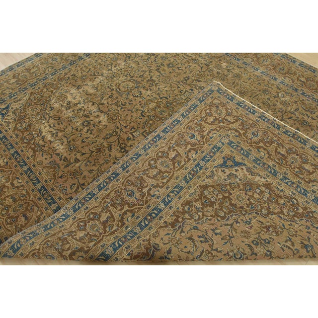 Kashan Rug 9’8” X 12’1” Brown Wool Vintage Distressed Hand-Knotted Carpet For Sale - Image 13 of 14