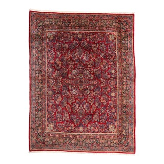 Red Antique Persian Sarouk Rug, 11'10 X 15'06 For Sale