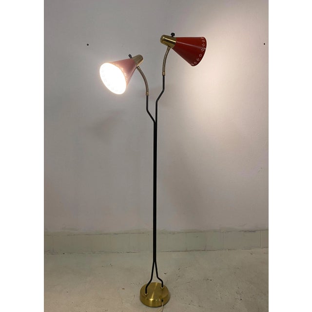 Gold Floor Lamp in Brass & Lacquered Metal by Eskilstuna Elektro Fabriks Ab, 1960s For Sale - Image 8 of 11