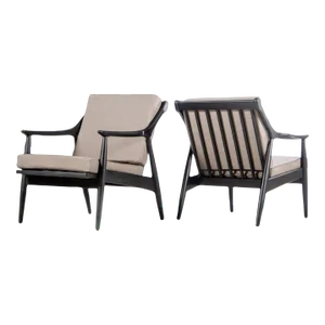 Ebony Danish Modern Lounge Chairs by Paoli in Knit Stone Grey Fabric, circa 1960s - A Pair