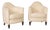 Pair of 1930s French Club Chairs in Linen For Sale