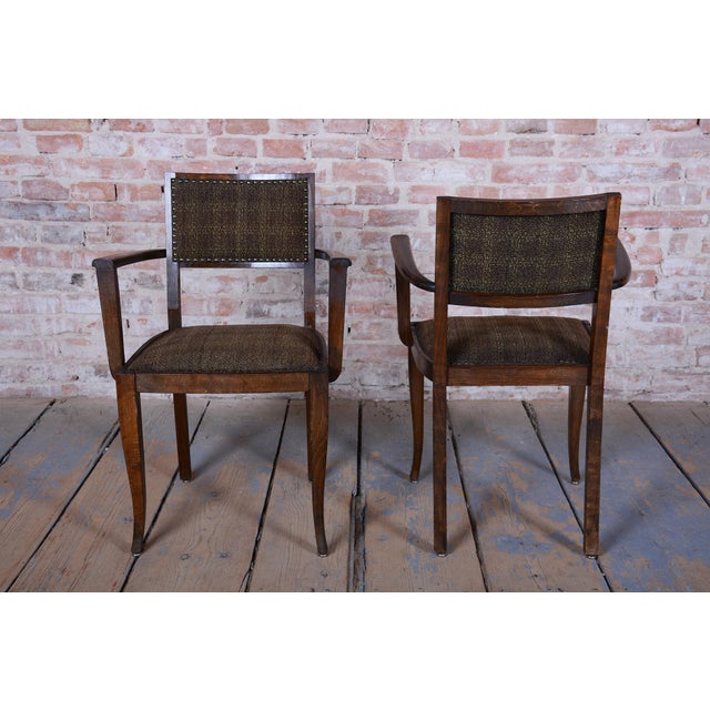 Brown Art Deco Chairs in Beech by Jules Leleu, France, 1930s, Set of 2 For Sale - Image 8 of 15