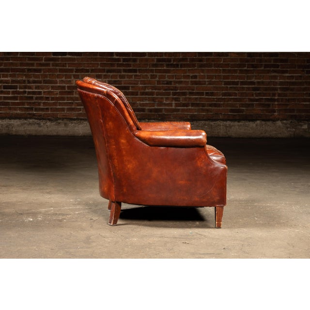 Vintage Tufted Leather Chesterfield Armchair and Ottoman by Hickory Chair For Sale In Chicago - Image 6 of 15