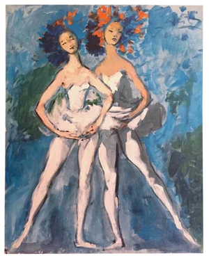 Marcel Vertes Vintage 1957 " Two Ballerinas " LargeArt Lithograph Print