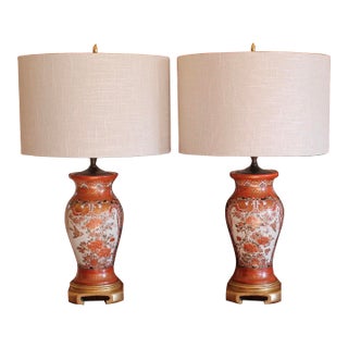 Pair of Antique Japanese Kutani Porcelain Vases Adapted Into Lamps For Sale