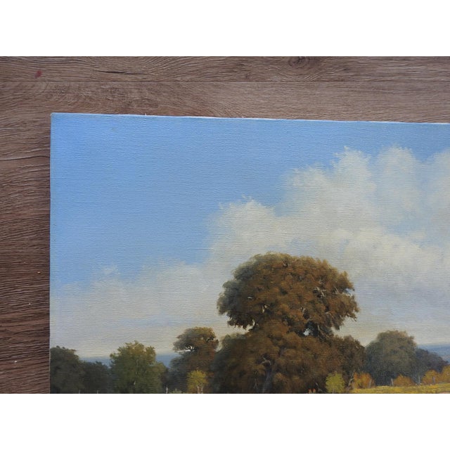 Late 20th Century Texas Live Oak and Wildflowers Landscape Painting For Sale - Image 4 of 8