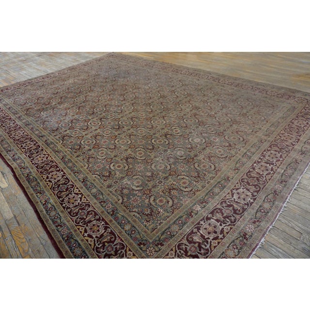Persian Beautiful Soft Sky Blue Background Color With Kirman Style Antique Persian Rug For Sale - Image 3 of 5