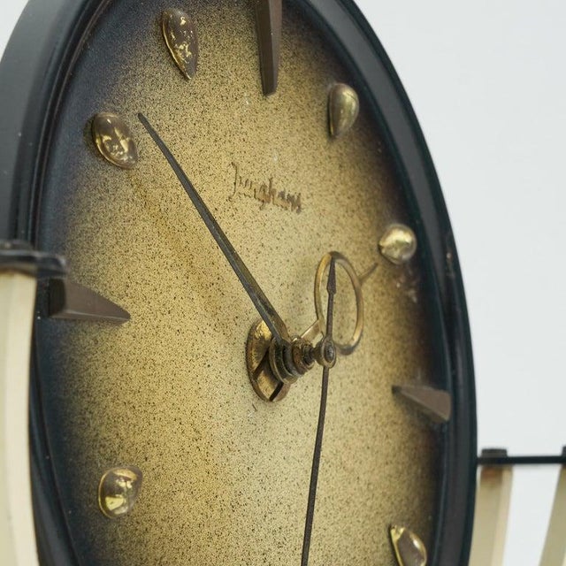 Mid-Century Table Clock in Metal and Brass from Junghans, 1950s For Sale - Image 4 of 10
