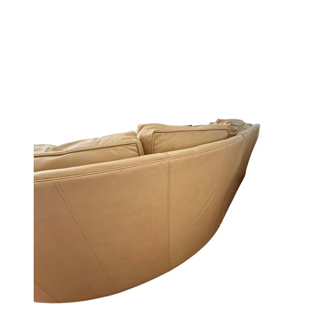 Contemporary Leather Curved Sofa Stickley Large Modular Sectional Sofa Tan Leather Sectional Curved Room Sofa For Sale - Image 3 of 9