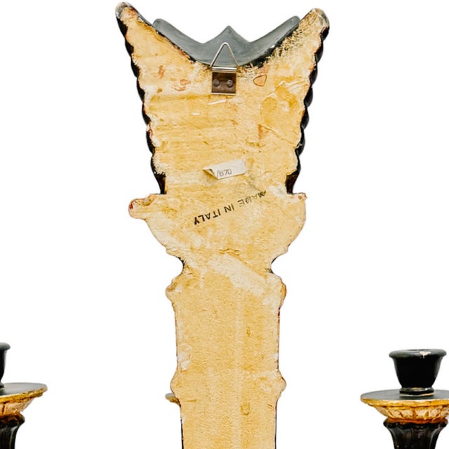 1960 Italian Hollywood Regency Torch & Arrow 3-Arm Giltwood Wall Sconce For Sale - Image 10 of 10