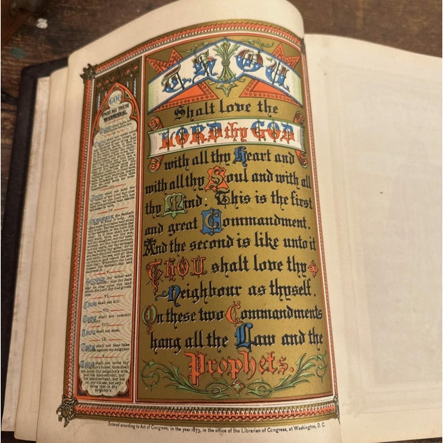 Gold 1883 Holy Bible With Illustrated History of the New and Old Testaments For Sale - Image 8 of 17