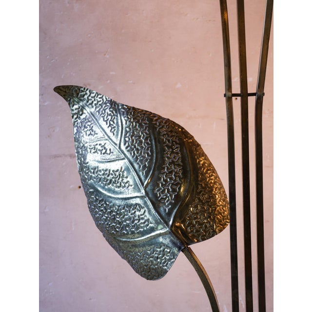 Floor Lamp with Brass Leaves attributed to Carlo Giorgi for Bottega Gadda, 1970s For Sale - Image 12 of 15