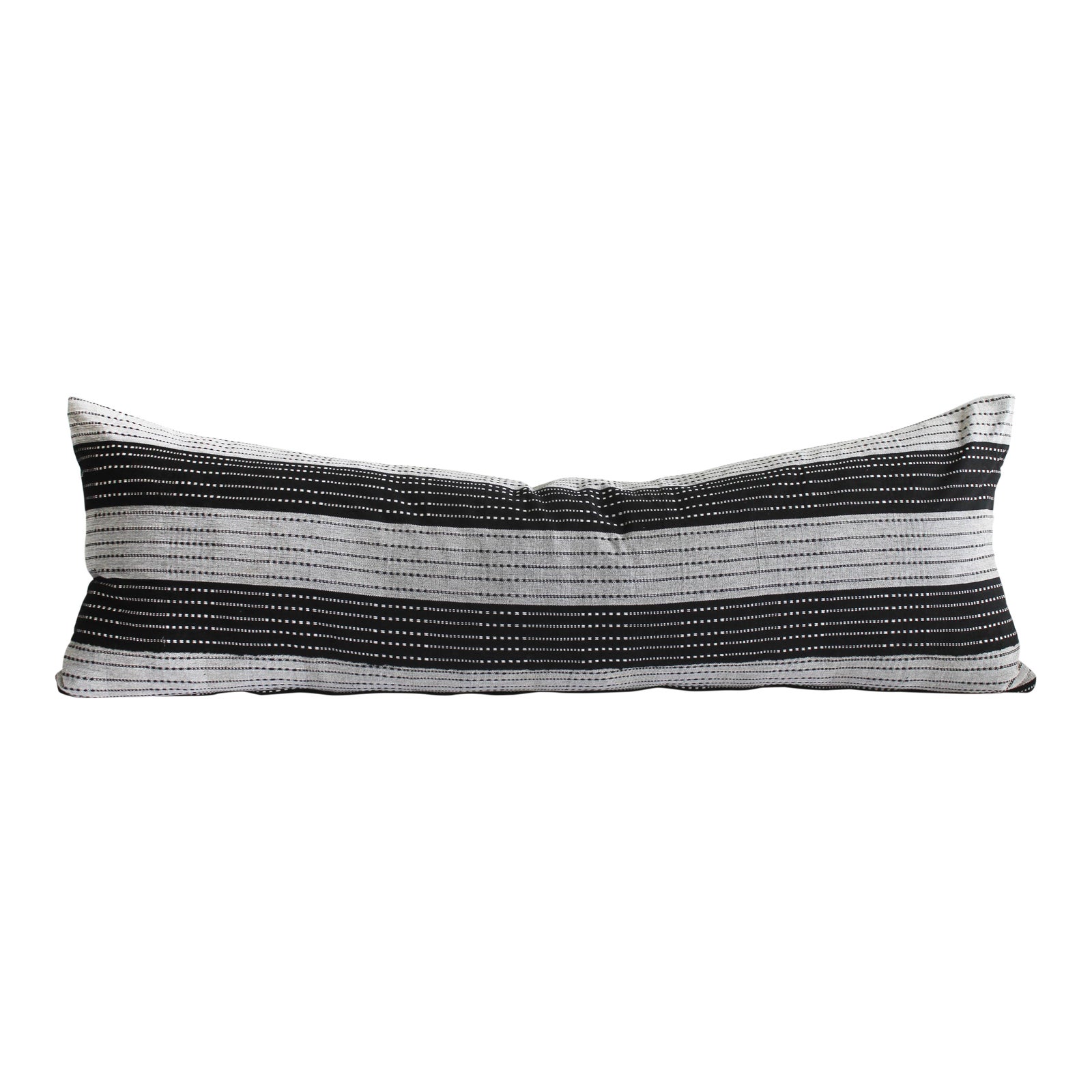 Vintage Black And Natural Striped Linen Lumbar Pillow Chairish