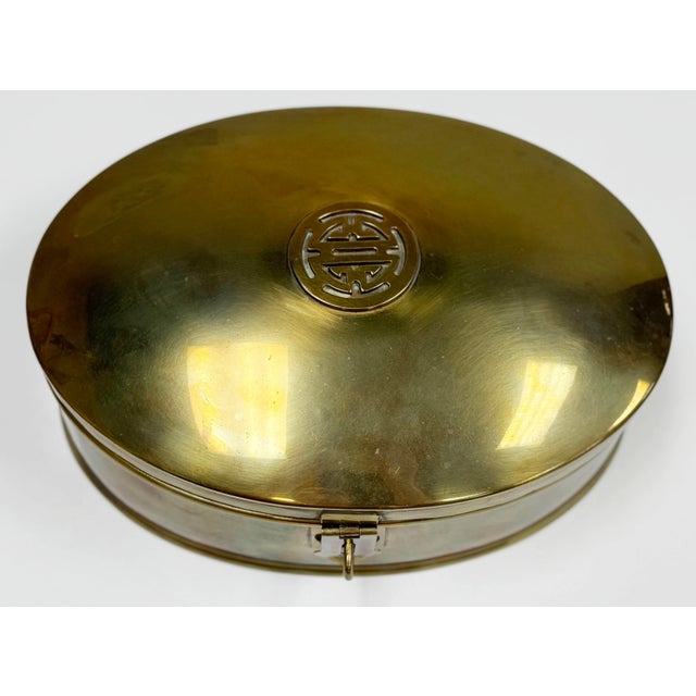 Asian Vintage Brass Asian Insignia Domed Box For Sale - Image 3 of 8