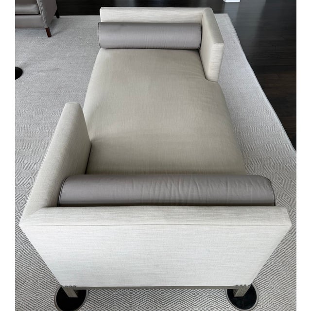 Wood Pair of Custom A. Rudin No. 2725 Tête-À-Tête Sofas Upholstered in Ivory/Beige For Sale - Image 7 of 11
