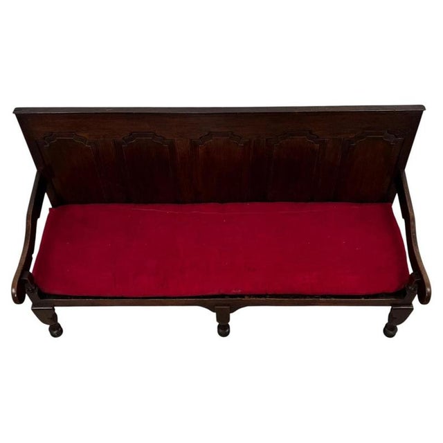 18th Century English Carved Oak Settle with Upholstered Seat For Sale - Image 3 of 16