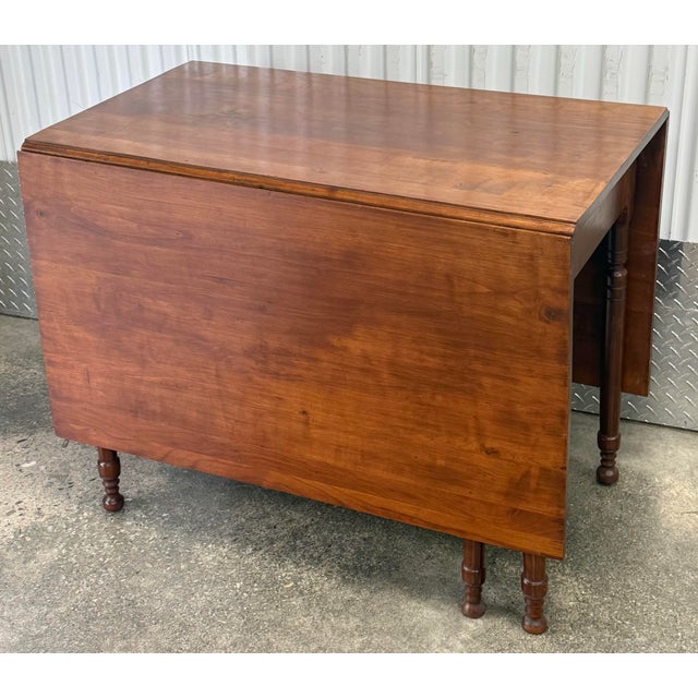 Antique 19th Century Solid Cherry Sheraton Gateleg Table For Sale - Image 4 of 12