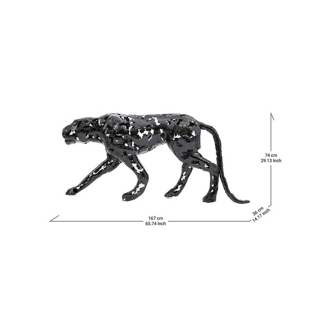 This handmade aluminum sculpture captures the powerful movement and fluid grace of a panther in motion. Sculpted with...