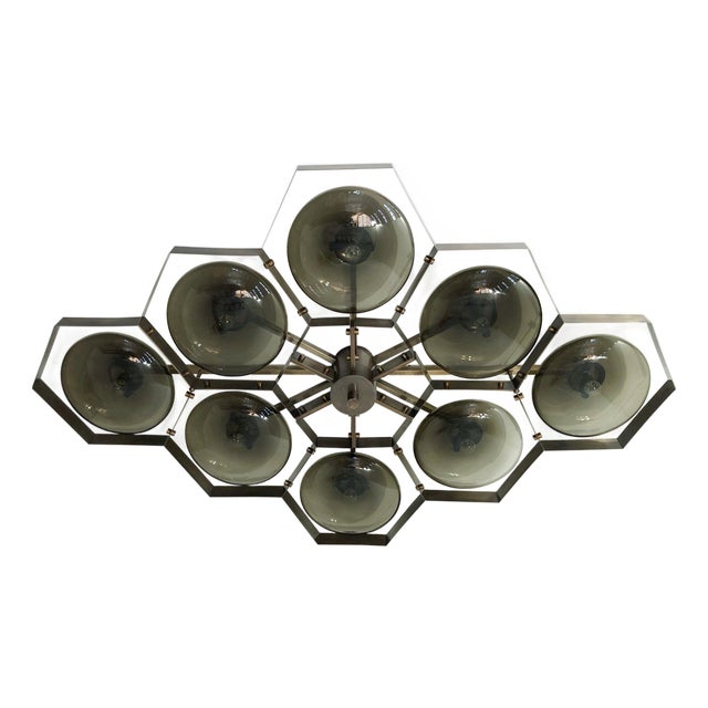 21st Century Hive Bronze Smoky Murano Flush Mount by Fabio LTD For Sale