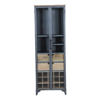 Urban Industrial Black Iron Liquor Cabinet For Sale