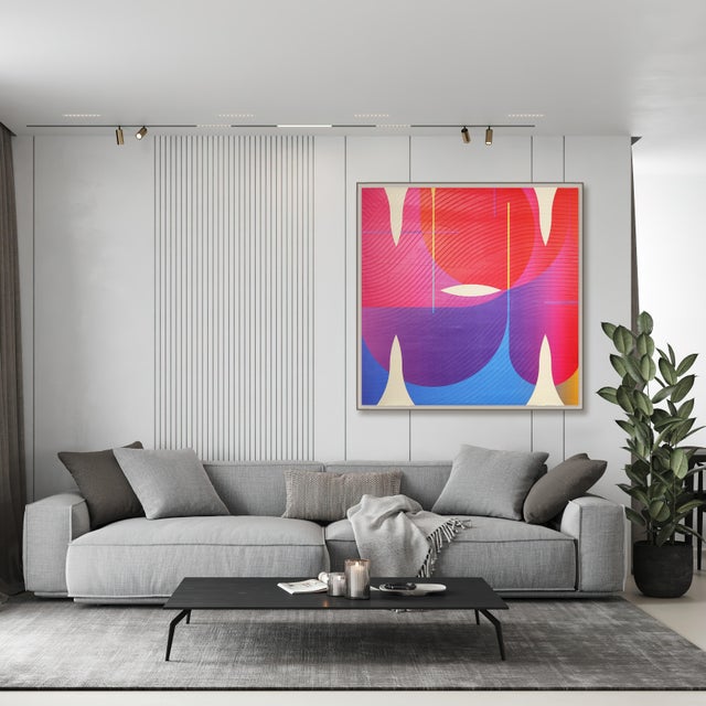 Abstract Contemporary Abstract Matte Gel Applied on Fine Art Digital Printed Canvas "Améthyste Flamme De Soufre Fuchsia # Graines De ?" by Jerome Tham Vo My For Sale - Image 3 of 5