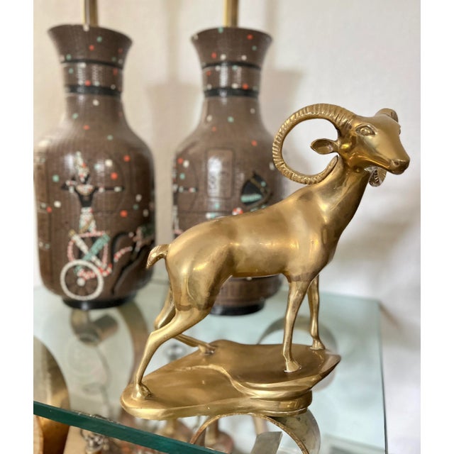 1970s Vintage Brass Ram on Base For Sale - Image 9 of 10