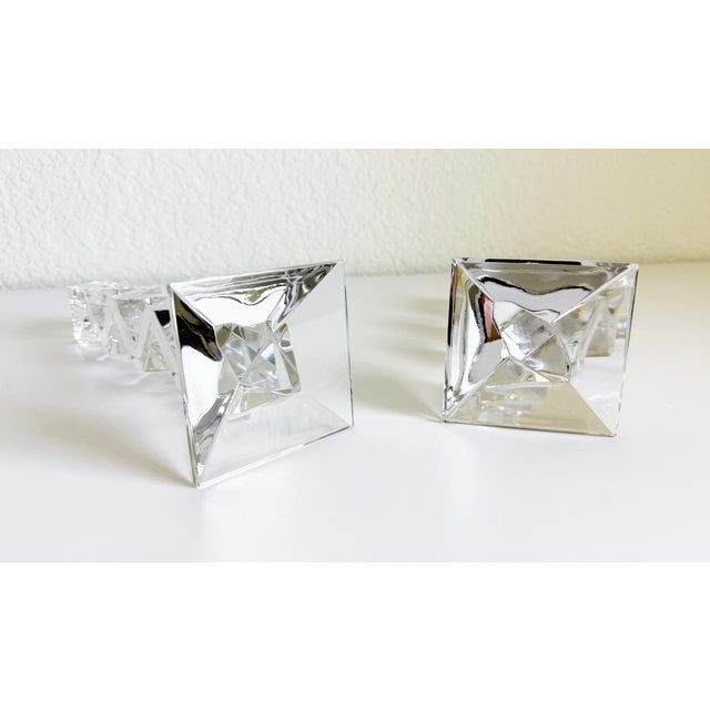 Postmodern Zigzag Crystal Candlesticks, a Pair For Sale - Image 11 of 11