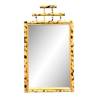 Vintage Boho Tortoise Bamboo Mirror For Sale