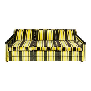 1960s Vintage Custom-Designed Velvet and Leather Sofa For Sale