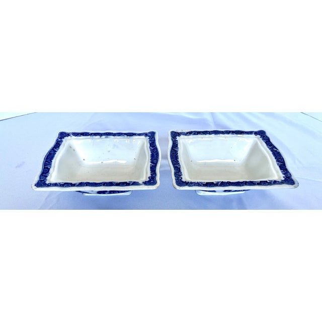 Antique 19th Century "Mandarin" English Flow Blue Footed Serving Dishes - A Pair For Sale - Image 11 of 18