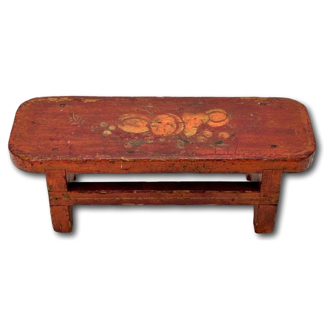 This Really is an Exceptionally Nice Looking Antique American Primitive Fireside Stool - Footstool. Circa Mid 19th...