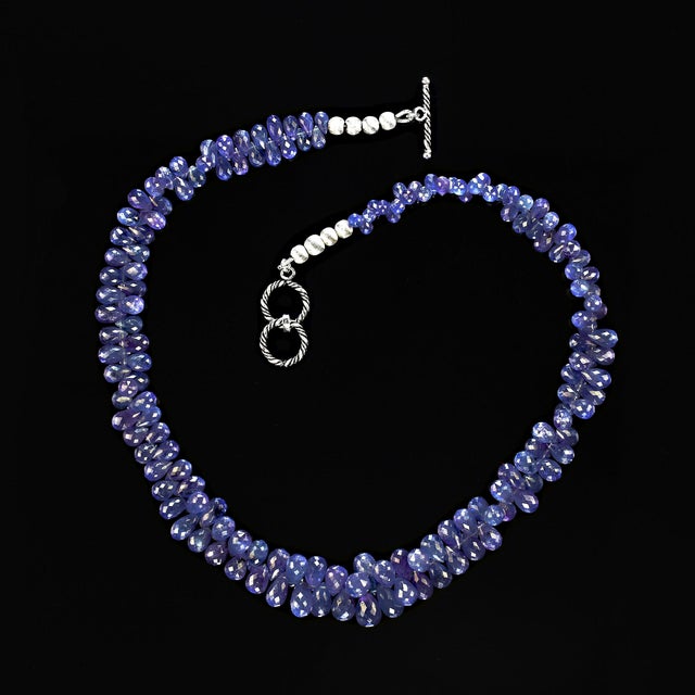 Graduated Tanzanite Necklace Translucent Blue-Purple Briolettes For Sale - Image 4 of 6