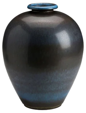 Vintage Blue and Brown Hare's Fur Glaze Vase by Berndt Friberg