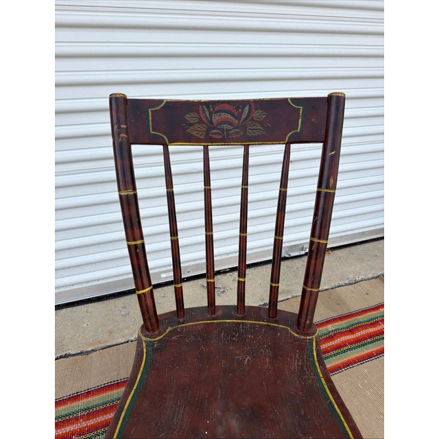 Antique Paint-Decorated Pennsylvania Kitchen Windsor Side Chair, Circa 1850 Found in Lancaster, Pennsylvania — probably...
