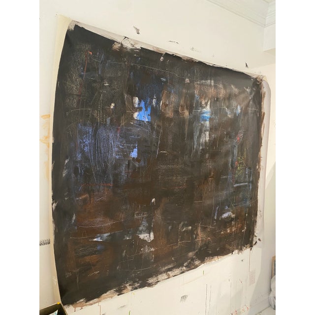 Sarah Trundle Sarah Trundle, Contemporary Abstract Painting on Unstretched Canvas, "Midnight in Manhattan (Through the Rain)" For Sale - Image 4 of 7